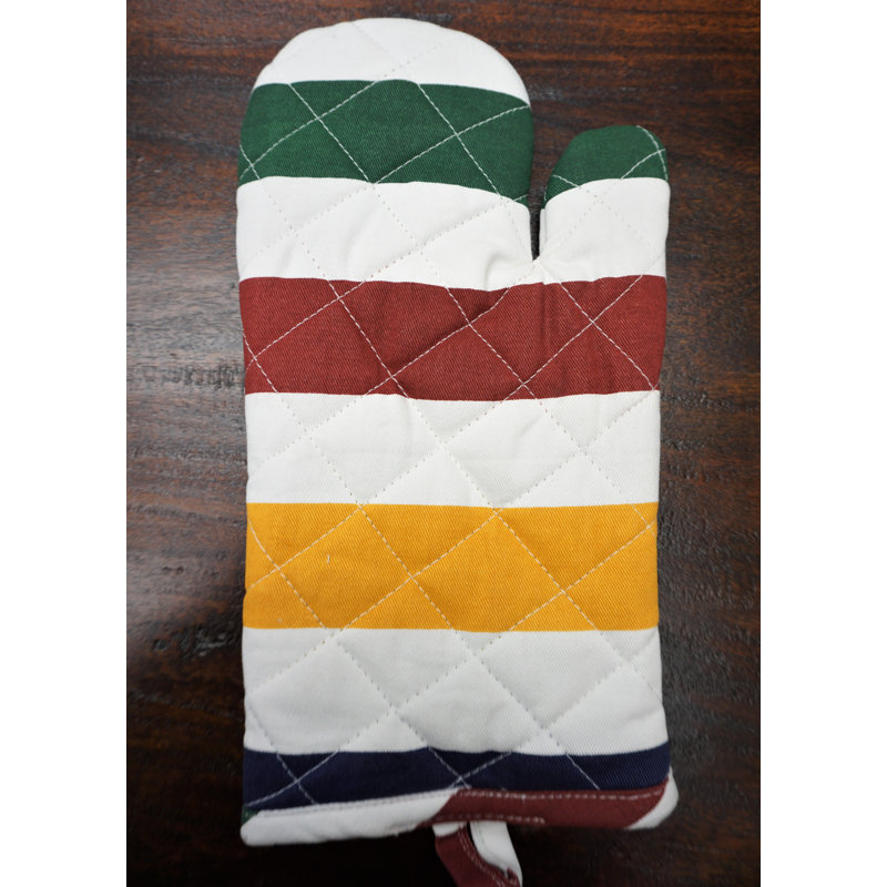Home & Manor Striped Cotton Oven Mitt