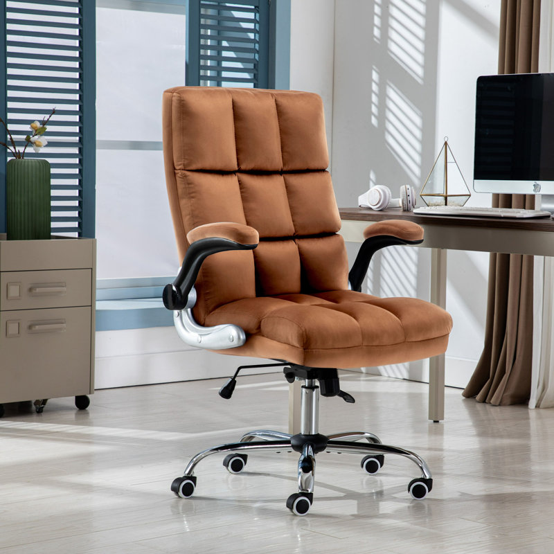 Chaise de bureau Kahaleel, Velours brun