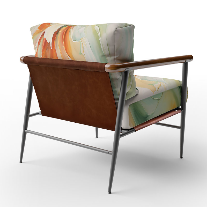 Green Flowing Petals - Fauteuil d'appoint rembourré abstrait, Noir