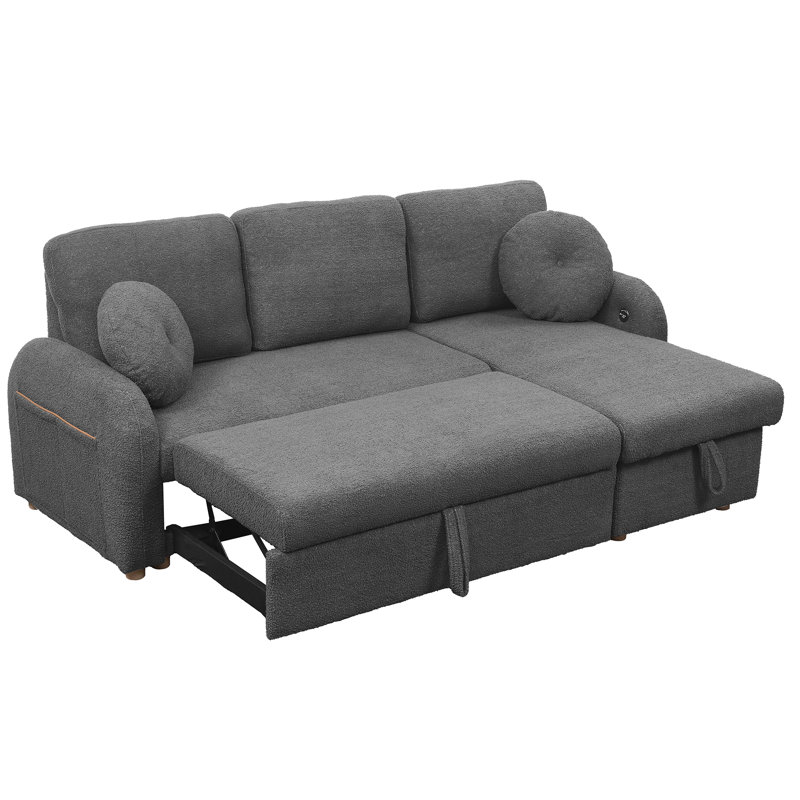 82" Sleeper Sofas Build-in USB Charging Port, Gray