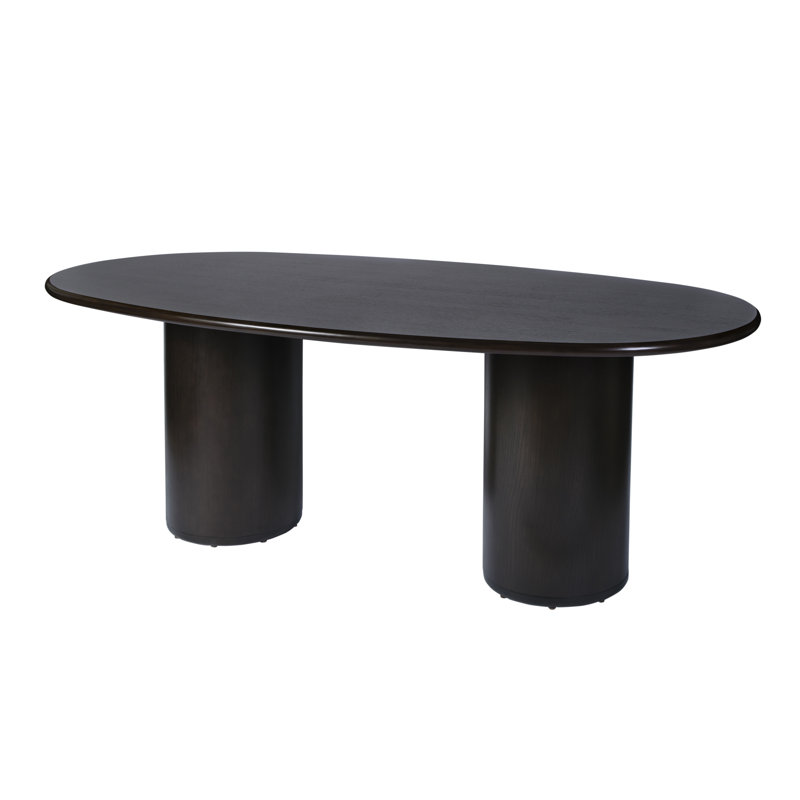 Carter 84 In. W Oval Wood Pedestal Dining Table, Coffee Brown, Coffee Brown