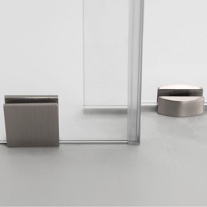 Brushed Nickel Frameless Sliding Shower Door with Clear Glass