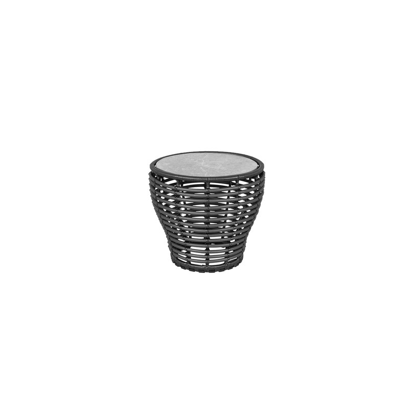 Basket Outdoor Round Coffee Table, 19.7" W x 19.7" Lx 17.7" H, Graphite/Fossil Gray