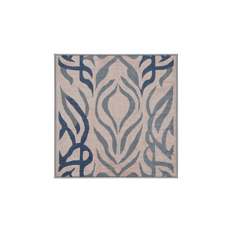 Machine Washable Gray Area Rug, Square 6'