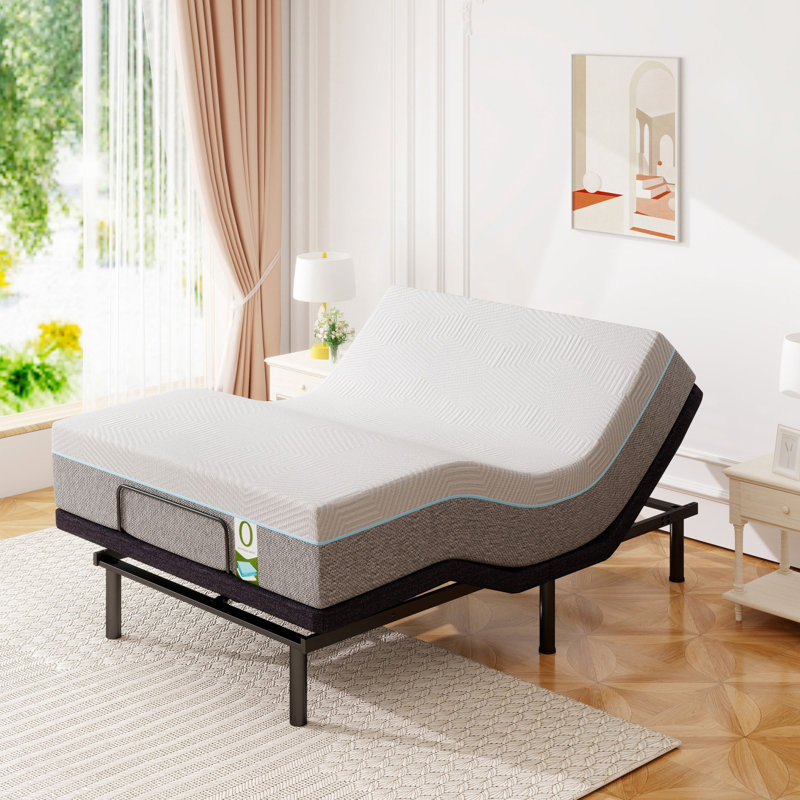 Adjustable Bed Frame With 12" Memory Foam Mattress - Zero Gravity, Massage & Anti-Snore Features, App & Wireless Remote, USB Ports Included