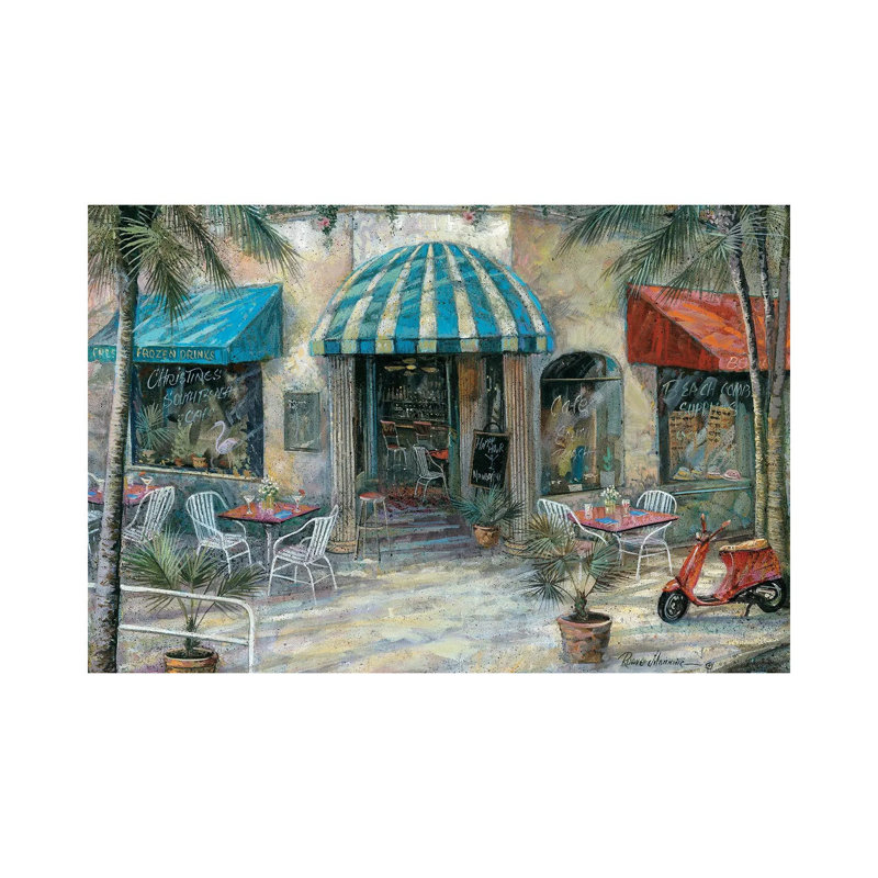 Christine's South Beach Café par Ruane Manning - reproduction d'art, H 26 po x l 40 po x P 1,5 po, Toile tendue, Aucun mat
