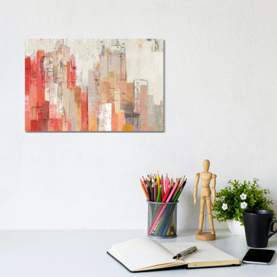 Pink City 1 Piece Wrapped Canvas Painting