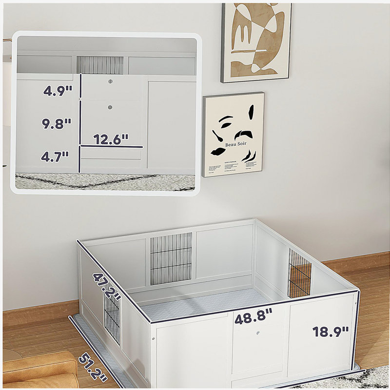 Pet Box,Dog Box with Washable Pee Pad