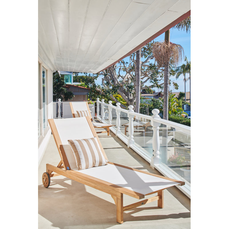 Montauk Sun-lounger Reclining Teak Chaise Lounge, White
