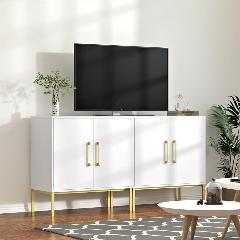 Meuble télé 2 en 1 noir pour téléviseur de 60 po ou moins avec rangement, Blanc
