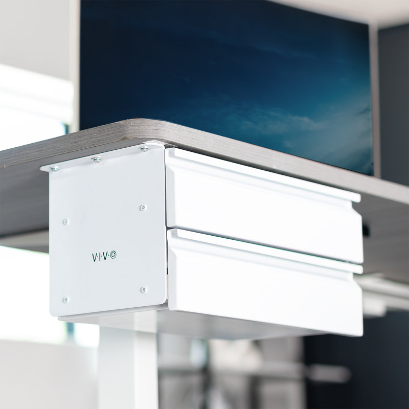 VIVO White Dual Level Pull Out Under Desk Storage Drawer Set without Shell