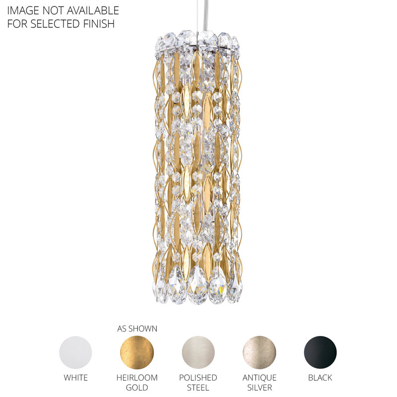 Sarella 3 Light 5in x 15in Pendant in Antique Silver with Clear Heritage Handcut Crystals, Black, Czech