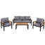 Ensemble de conversation de patio 4 pièces avec accoudoirs en bois d'acacia, ensemble de conversation à 5 places avec coussins et table basse-2052258117
