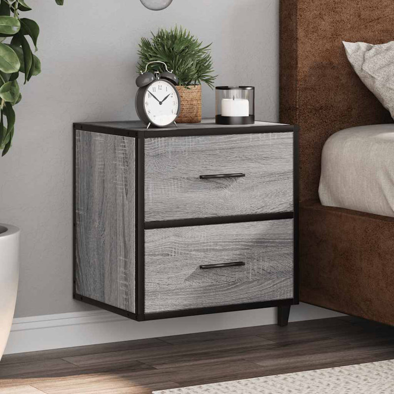 40cm W Metal Bedside Table, Grey Sonoma
