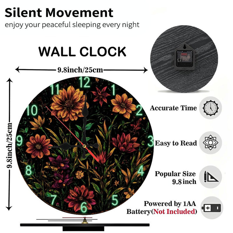 Horloge florale brillante