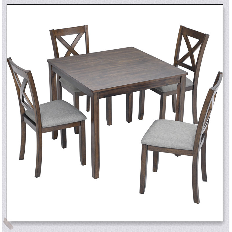 Ensemble de table de salle à manger élégant en bois 5 pièces avec 4 chaises, moderne et fonctionnel pour divers décors