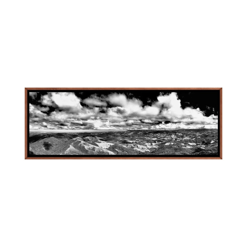 Landscape Black And White Panorama by Glauco Meneghelli - Wrapped Canvas Print, 30.48 cm H x 91.44 cm W, Brown Floater Frame