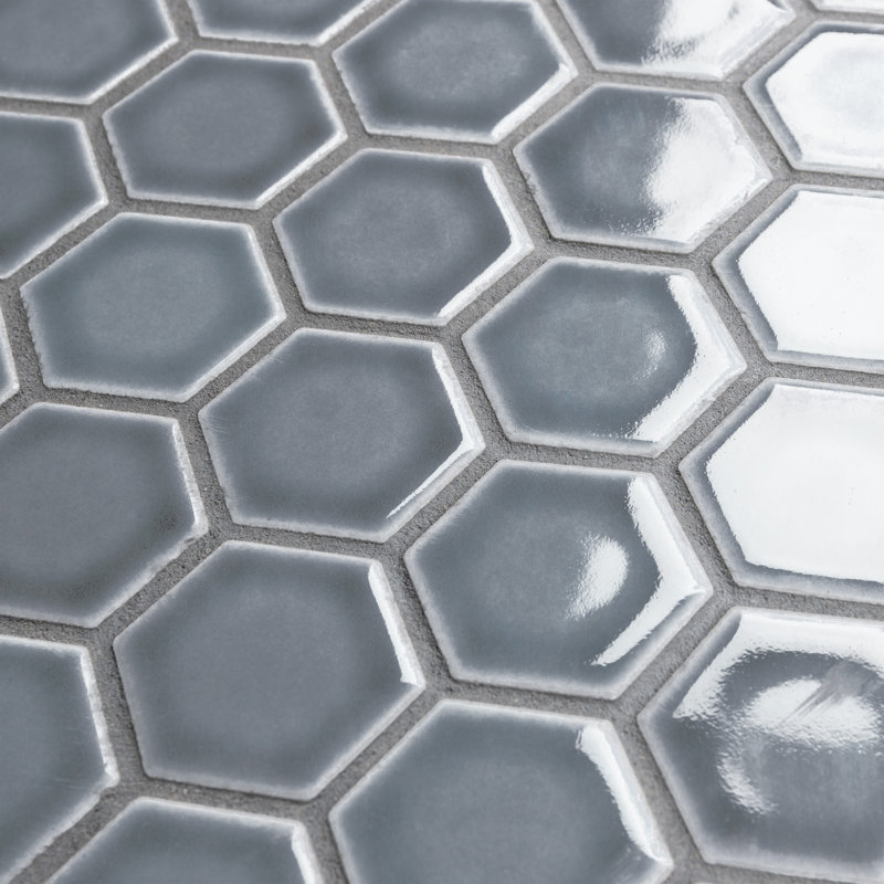 Carreau de mosaïque en porcelaine Merola, Gris impérial