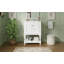 Meuble-lavabo de luxe moderne de 24 po avec lavabo en céramique, tablette ouverte et rangement fermé pour un design élégant-129184372