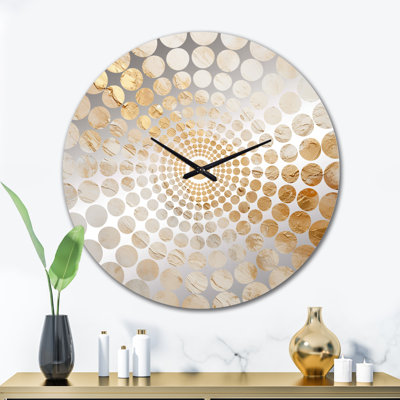 Horloge murale en marbre doré blanc et géode magique