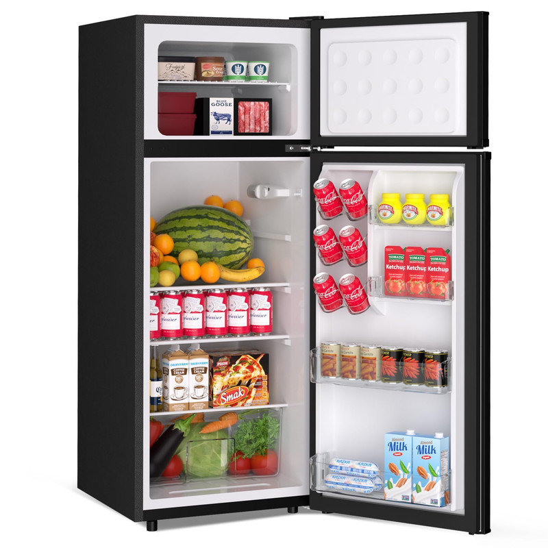 7.5 Cu. Ft. Portable Fridge with Freezer – 2 Reversible Doors, 7 Temp Settings, Removable Shelves for Apartment or Office
