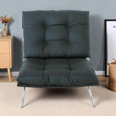 Chaise d'appoint moderne avec structure en métal, coussin rembourré pour le salon et le bureau
