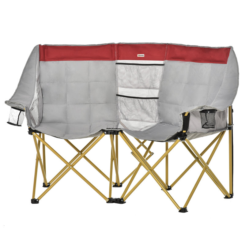 Folding Camping Chair, Red & Gray