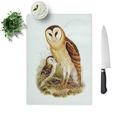 Glass Grass-Owls by Elizabeth Gould Chopping Board