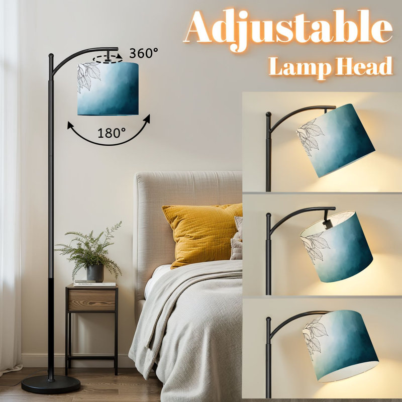 Lampe sur pied à arc délicate avec abat-jour réglable et abat-jour réglable à 3 couleurs délicates avec télécommande pour salon