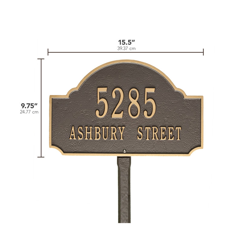 Fitzwilliams 2-Line Lawn Address Sign, Bronze/Gold, Yes