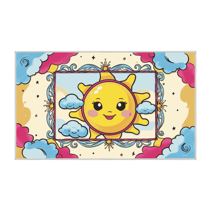 Tapis lavable pour enfant Dakota Fields Sky Clouds_Sky027, Rectangulaire 2 pi x 3 pi