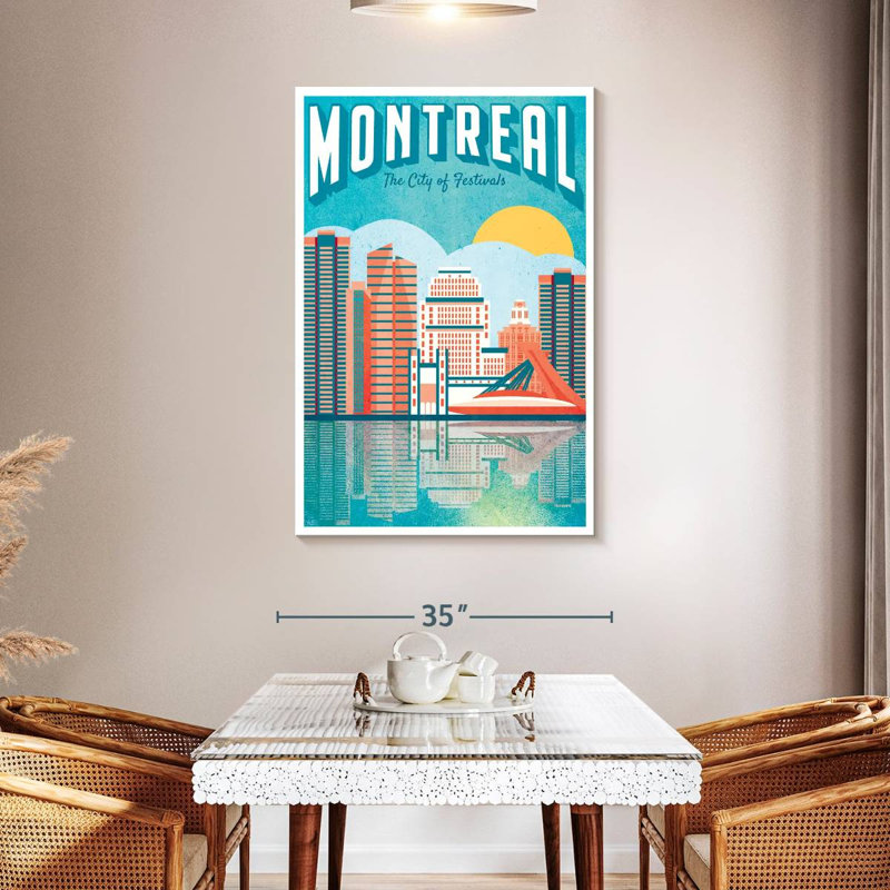 Montréal, affiche rétro sur toile, H 48 po x l 32 po x P 1,25 po