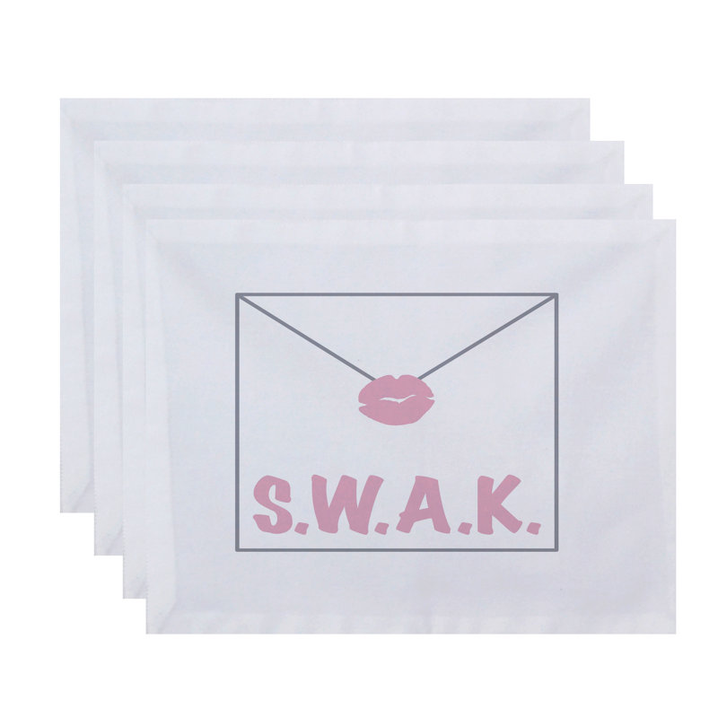 Polyester Abstract Rectangle Placemat, Light Pink