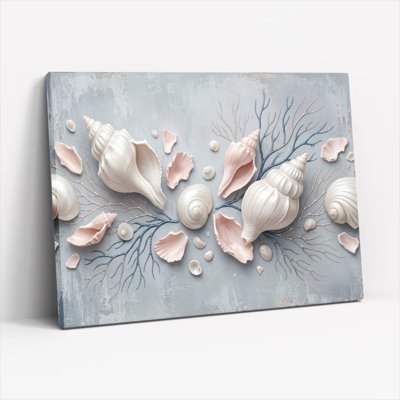Ensemble de 1 tableau sur toile représentant une branche de coquillage
