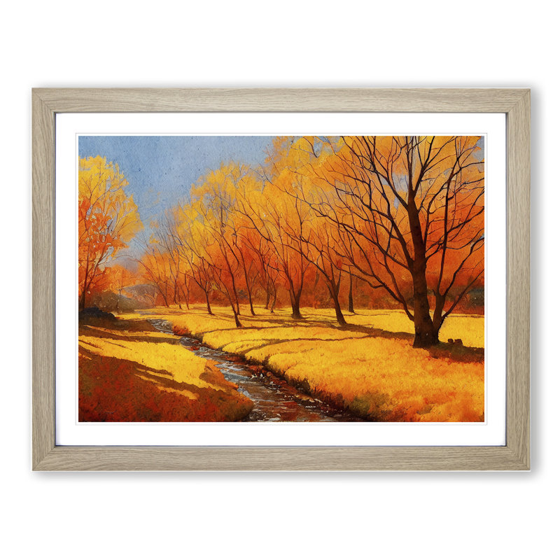 Watercolour Autumn Forest Vol.1 - Single Picture Frame Painting, Oak Framed, 25cm H x 34cm W x 2cm D