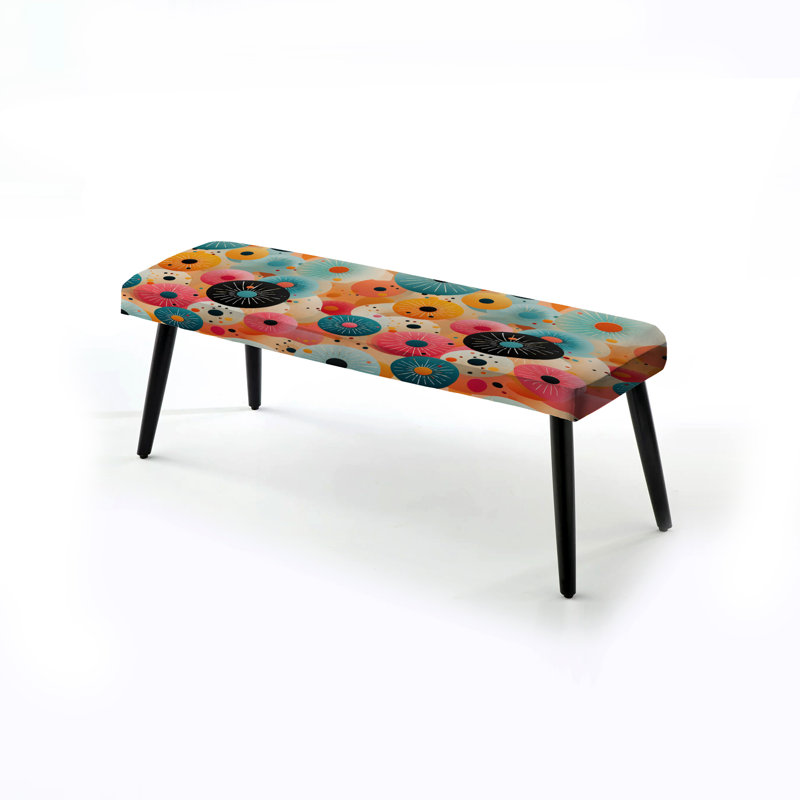 Jaustin - Midcentury Upholstered Black Bench