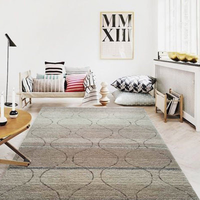 Tapis intérieur / extérieur beige / ivoire à poils longs Amalin