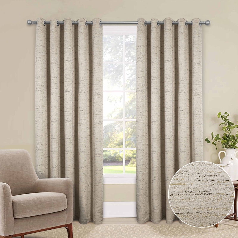 Patrizius Room Darkening Curtain Pair, Natural,  114cm Width x 137cm Drop