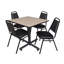 Table de salle de pause carrée Nicklo, 4 chaises empilables-32668437-39181761