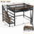 Queen Size Loft Bed with Storage Stairs, Metal Loft Beds Frame with Storage Shelves and bookshelf, Loft Bed for Bedroom, Guest, Dorms, Black-887475488