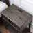 Solid Oak Wood Recessed Design Side Table with AC/USB in Smoke Gray