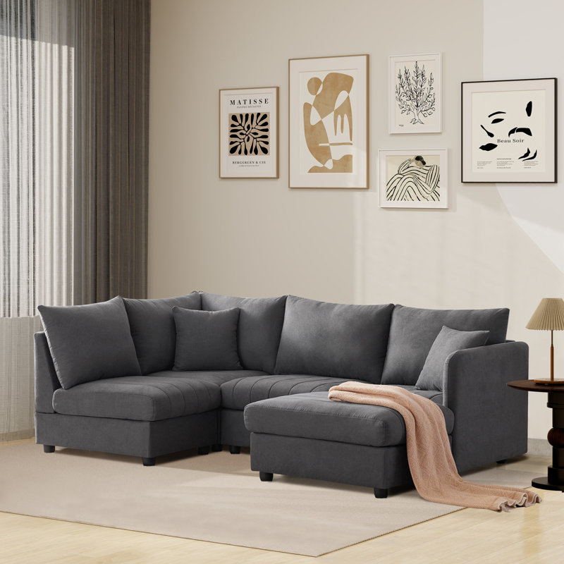 Canapé modulaire Emmilee, Lin gris foncé