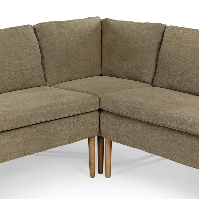 Aurelia Modular 3-Piece Slipcover Sectional, Broadway Olive Linen, 34.5" H x 99" W x 76" D, Right Hand Facing