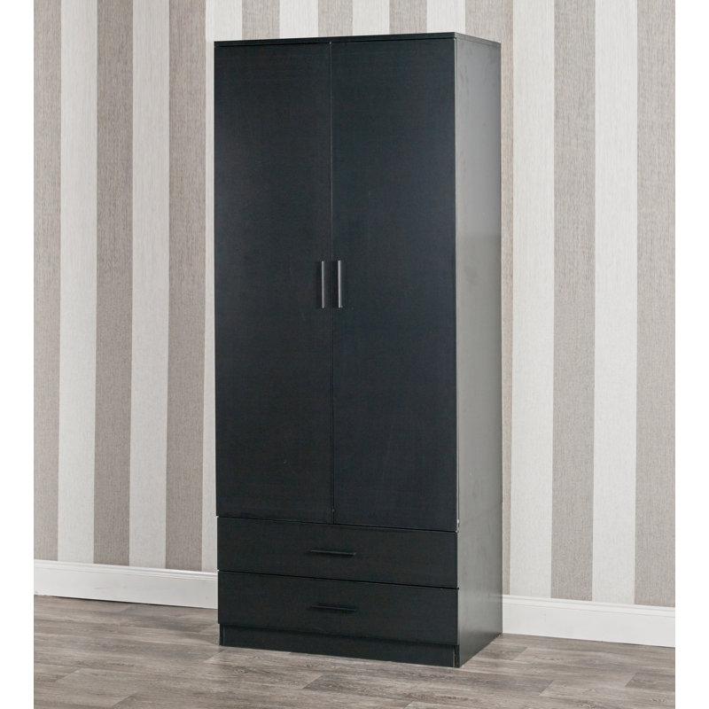Diahna 2 Door Manufactured Wood Wardrobe, Black