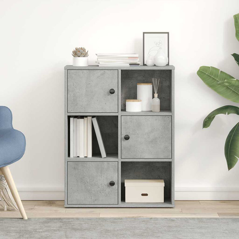 Bookcase 60X24x76.5 Cm Engineered Wood, Concrete Grey
