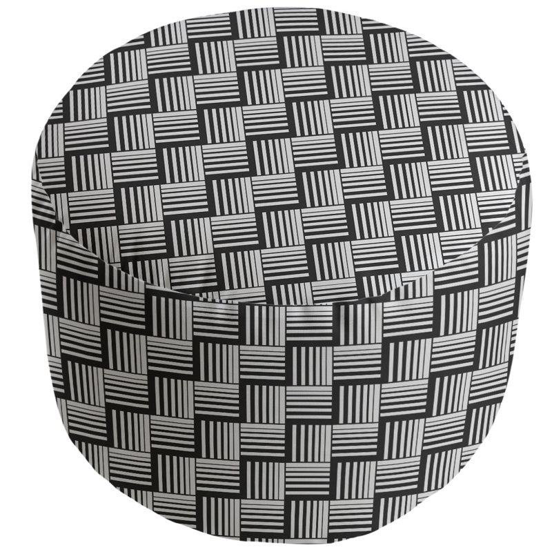repose-pieds à rayures classic basketweave, Blanc / noir