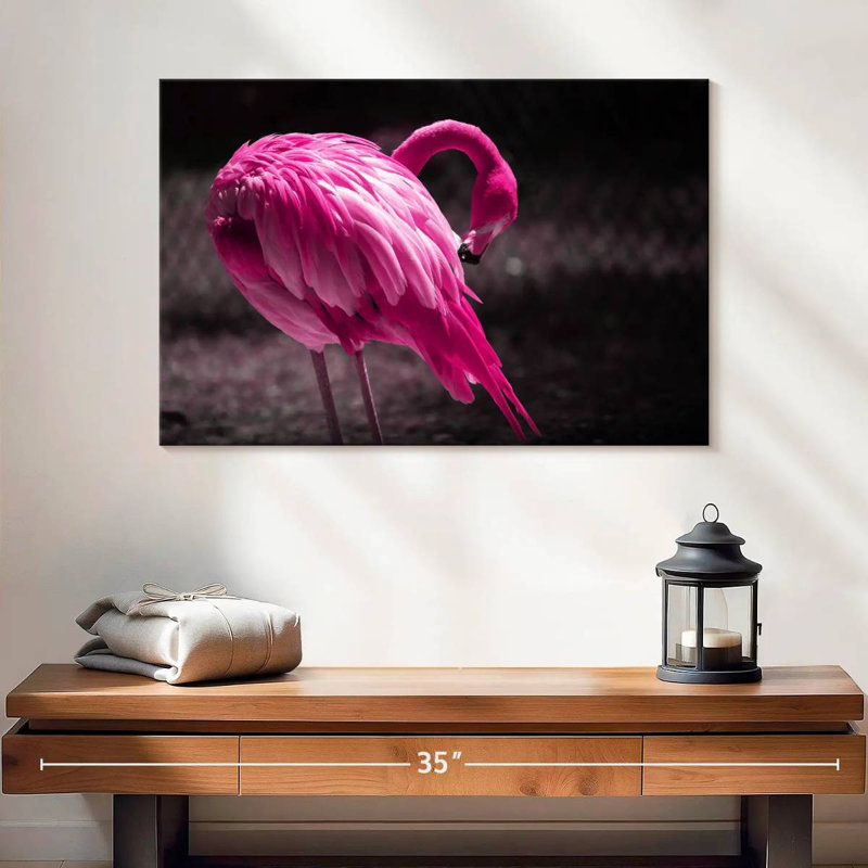 Magnifique flamant rose Brampt, H 16 po x l 24 po