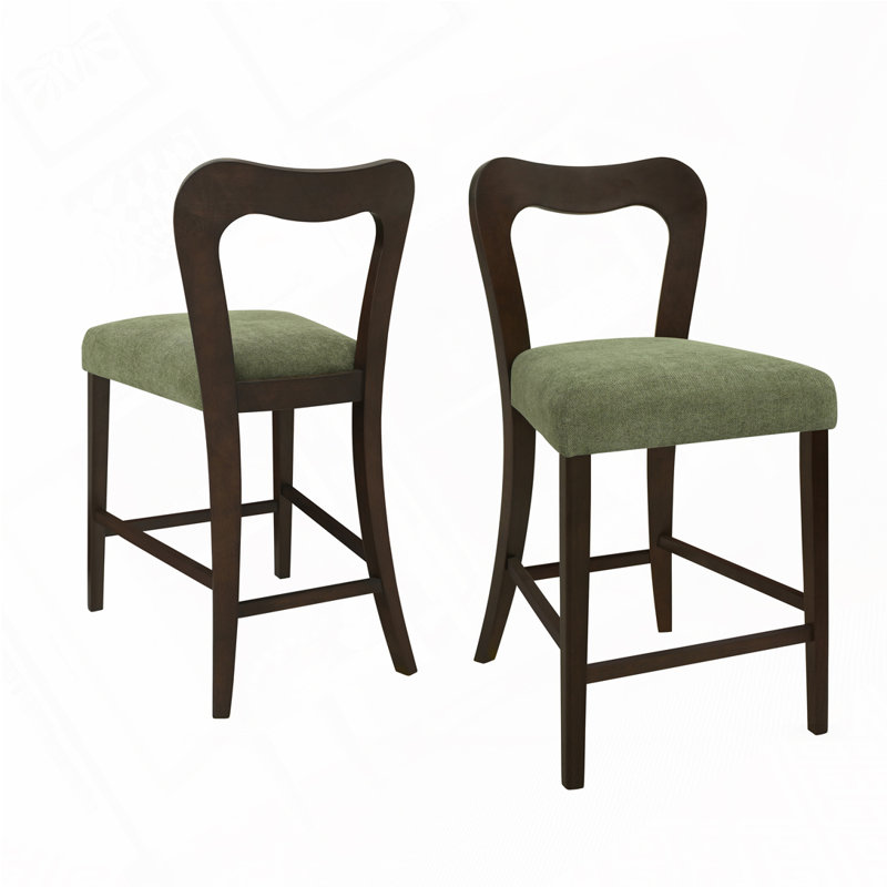 Tabouret de comptoir en bois massif, tabourets de bar, Vert, Marron foncé