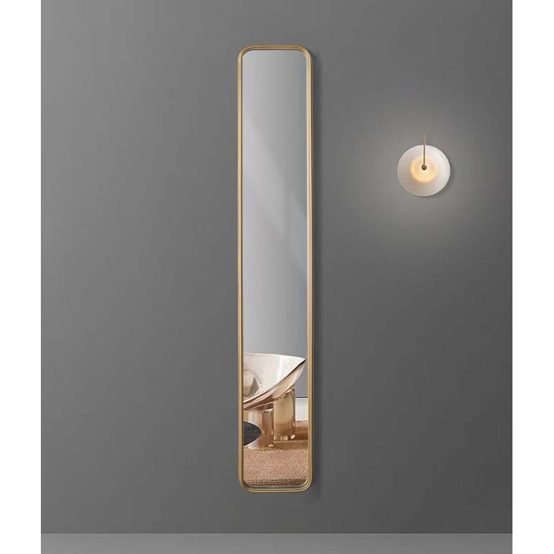 47" X 8" Full Length Mirror With Antique Gold Metal Frame, Long Mirror