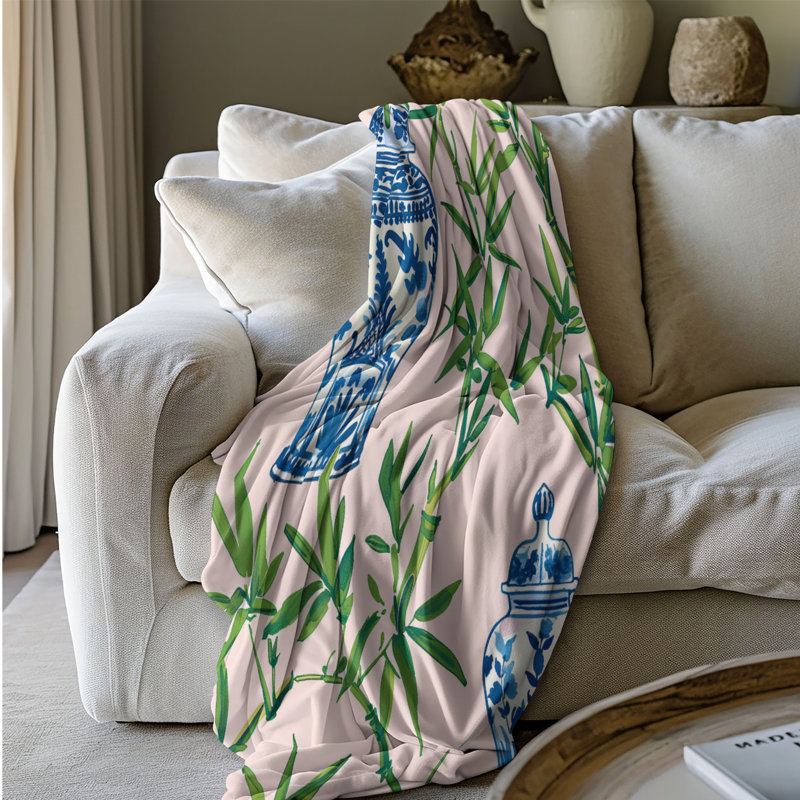 Bamboo Elegance - Couverture sherpa de qualité supérieure 1 pièce, L 50 po x L 60 po